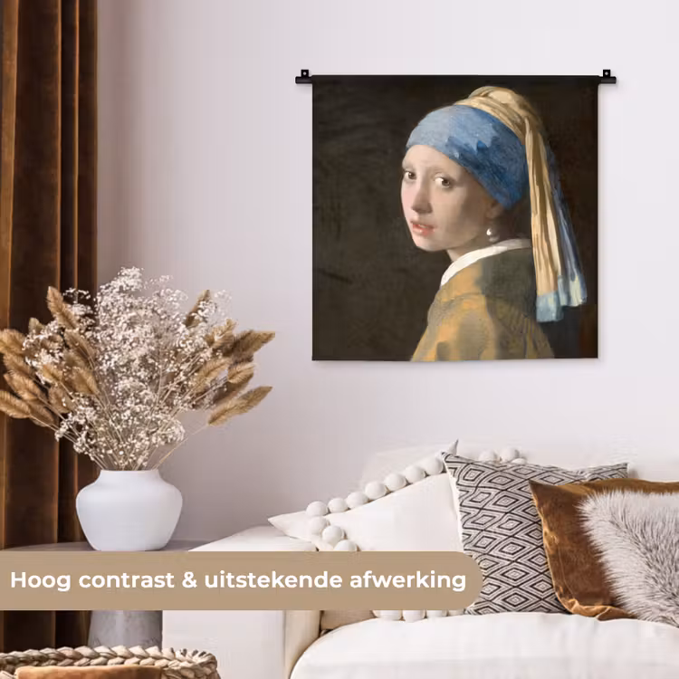 Meisje met de Parel - Schilderij van Johannes Vermeer Wandkleed katoen klein -sfeer1