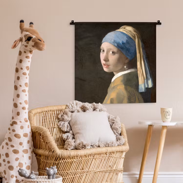 Meisje met de Parel - Schilderij van Johannes Vermeer Wandkleed katoen klein -wsfeer5_kind