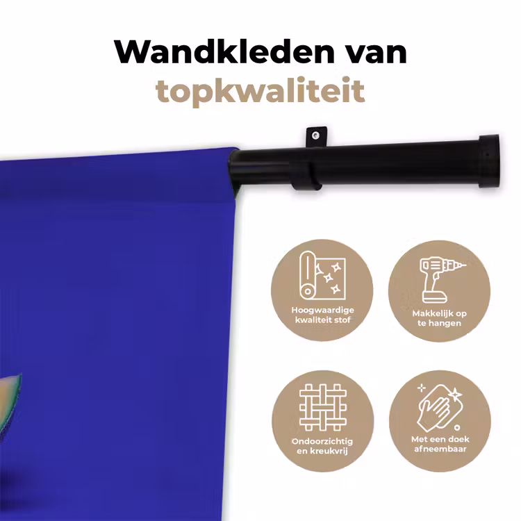 Meloen - Blauw - Oranje - Kunstzinnig Wandkleed katoen klein -sfeer2
