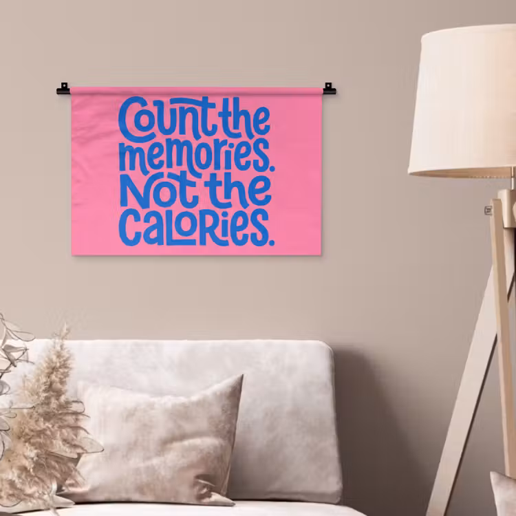 Memories - Roze - Blauw - Quote Wandkleed katoen klein -sfeer4