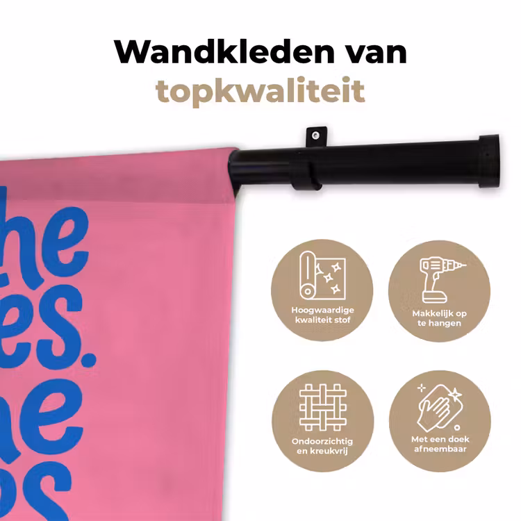Memories - Roze - Blauw - Quote Wandkleed katoen klein -sfeer2