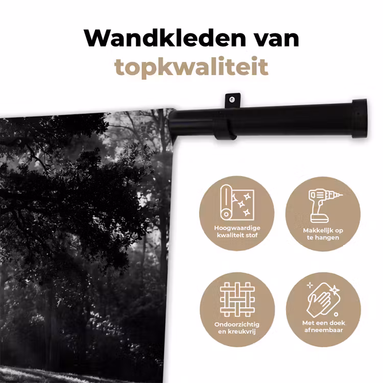 Mens - Hond - Natuur - Zwart-wit - Silhouet Wandkleed katoen klein -sfeer2