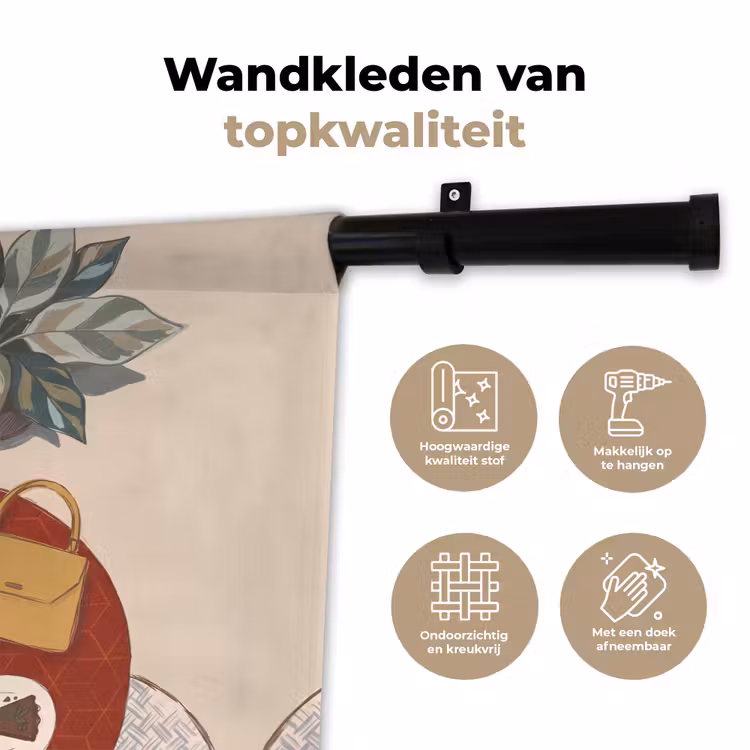 Mensen - Cafe - Koffie - Stadsleven - Modern Wandkleed katoen klein -sfeer2