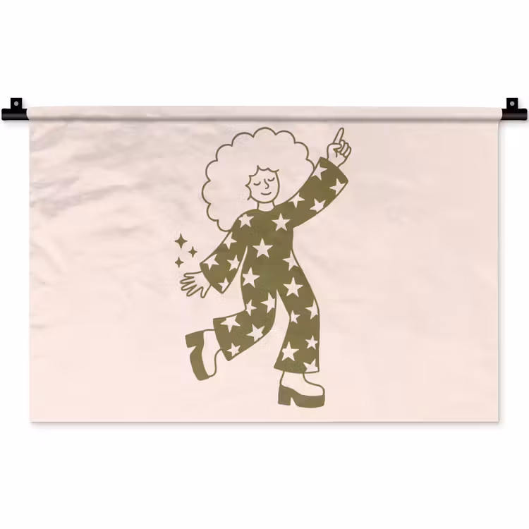 Mensen - Dansend - Feest - Vintage - Groen Wandkleed katoen klein -zz3d