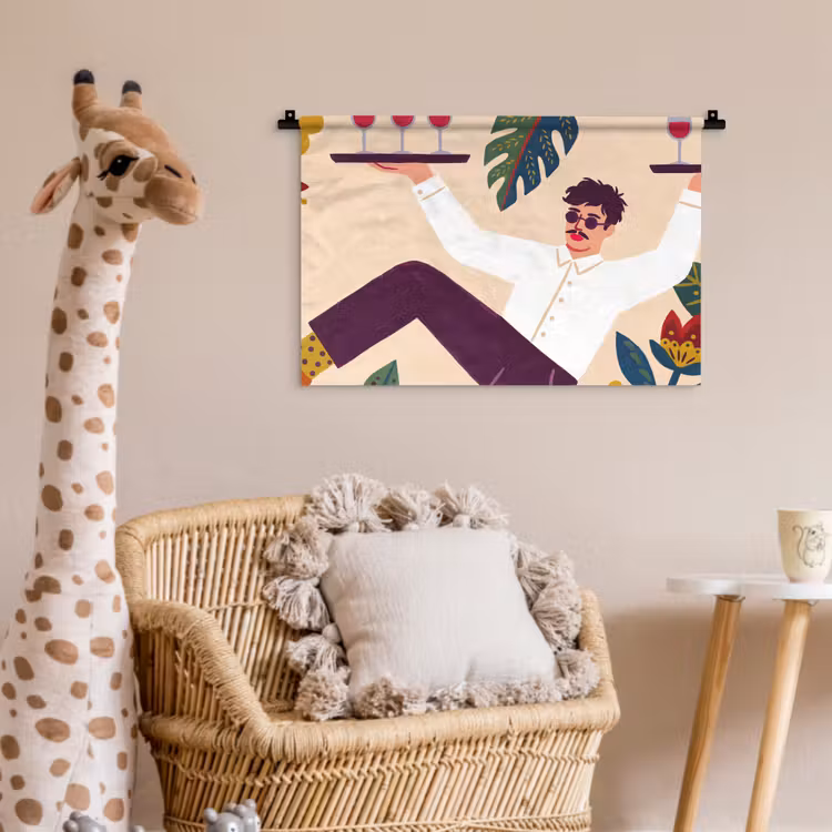 Mensen - Dienblad - Eten - Modern - Kleurrijk Wandkleed katoen klein -wsfeer5_kind