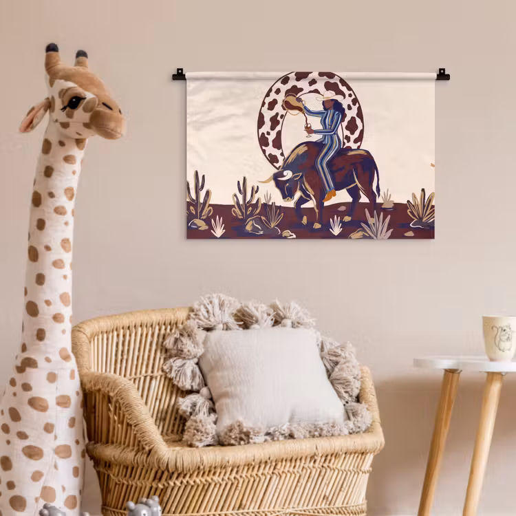 Mensen - Dieren - Cowboy - Abstract - Kleurrijk Wandkleed katoen klein -wsfeer5_kind