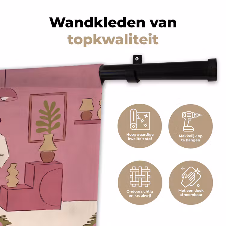 Mensen - Mannen - Hoeden - Retro - Interieur Wandkleed katoen klein -sfeer2