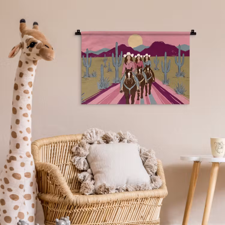 Mensen - Paard - Woestijn - Abstract - Roze Wandkleed katoen klein -wsfeer5_kind
