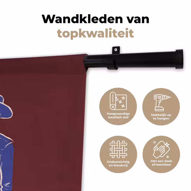 Mensen - Profiel - Sigaret - Abstract - Kunst Wandkleed katoen klein -sfeer2