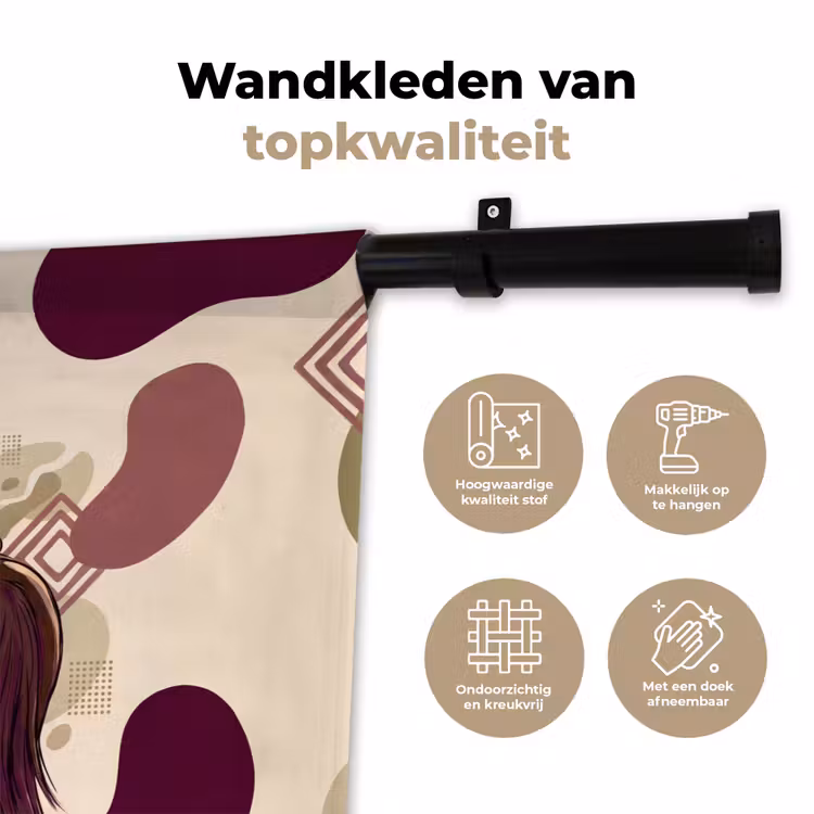 Mensen - Ruiters - Western - Illustratie - Bruin Wandkleed katoen klein -sfeer2