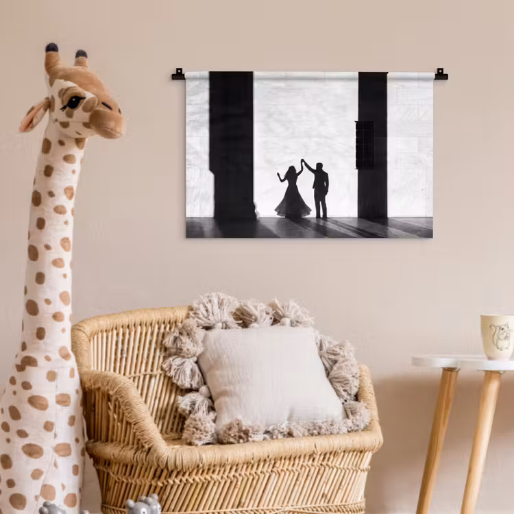 Mensen - Schaduw - Dans - Zwart-wit - Liefde Wandkleed katoen klein -wsfeer5_kind