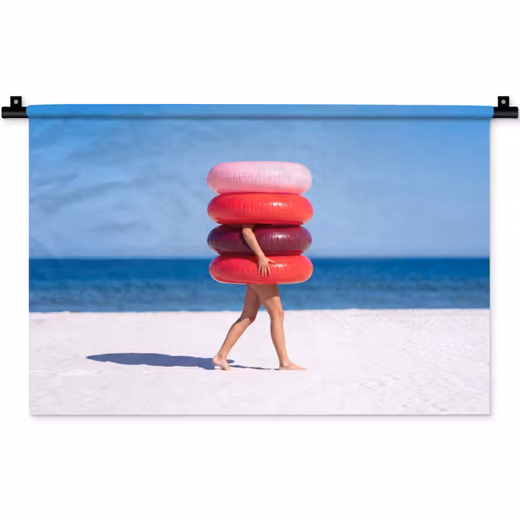 Mensen - Strand - Zomer - Recreatie - Kleurrijk Wandkleed katoen klein -zz3d