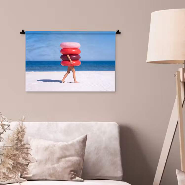 Mensen - Strand - Zomer - Recreatie - Kleurrijk Wandkleed katoen klein -sfeer4