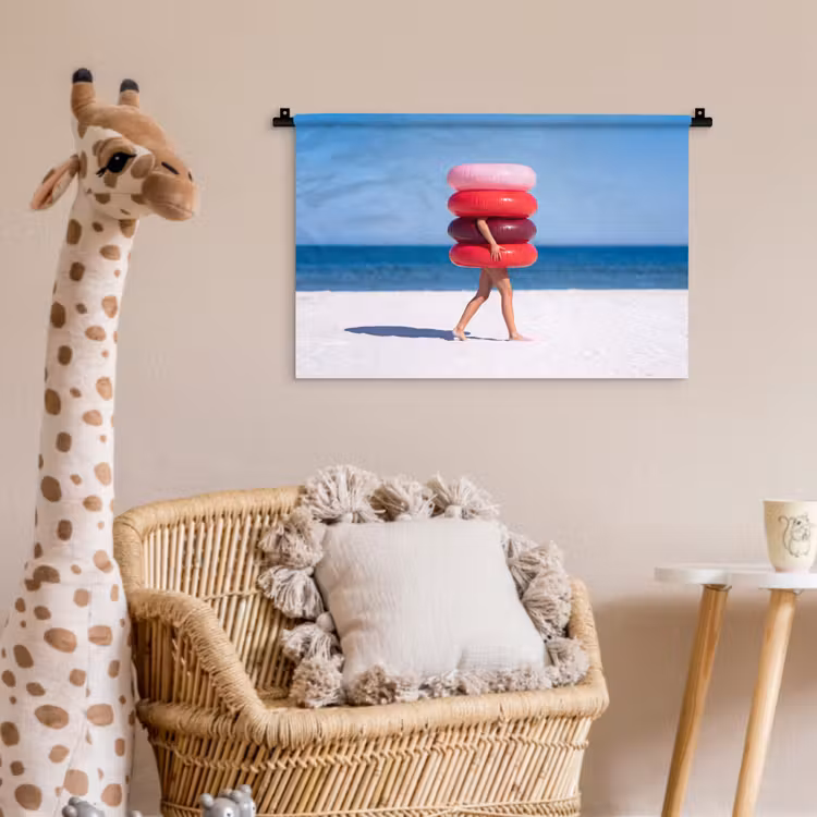 Mensen - Strand - Zomer - Recreatie - Kleurrijk Wandkleed katoen klein -wsfeer5_kind