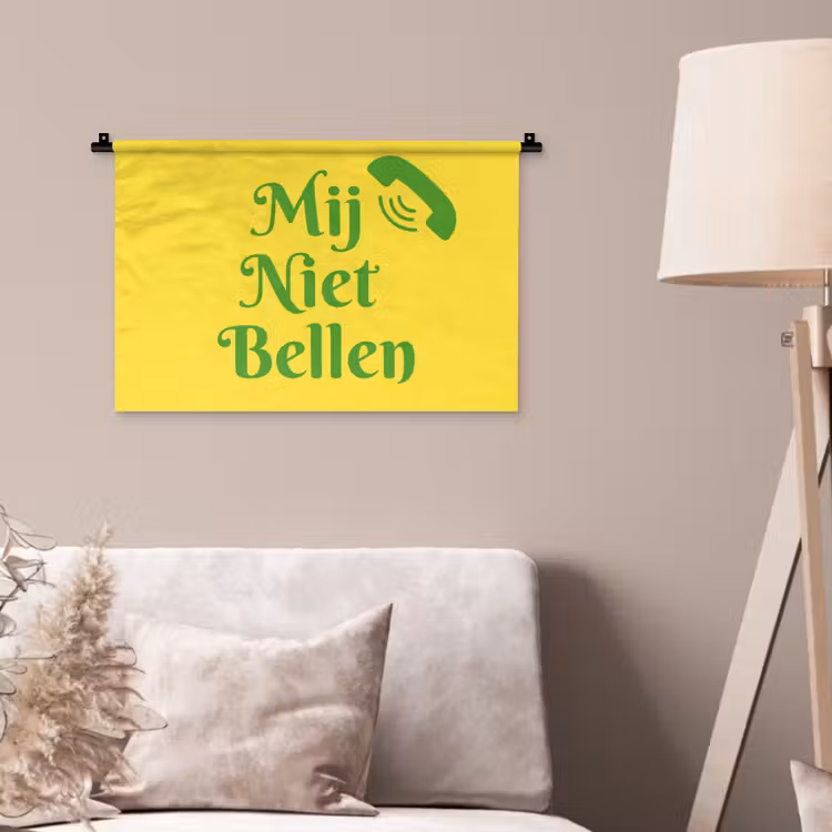 Mij niet bellen - Telefoon - Geel Wandkleed katoen klein -sfeer4