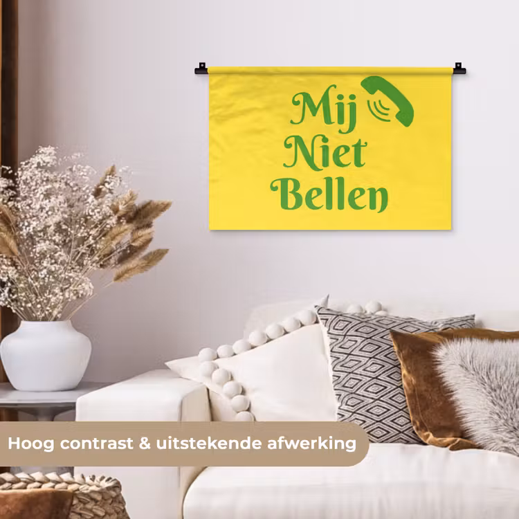 Mij niet bellen - Telefoon - Geel Wandkleed katoen klein -sfeer1