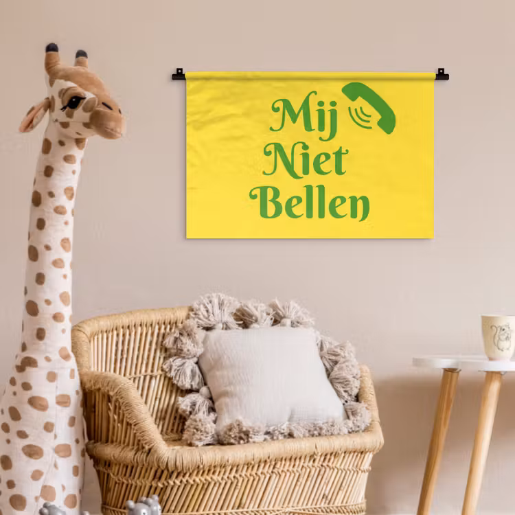 Mij niet bellen - Telefoon - Geel Wandkleed katoen klein -wsfeer5_kind
