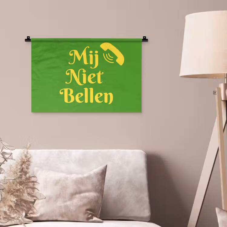Mij niet bellen - Telefoon - Groen Wandkleed katoen klein -sfeer4