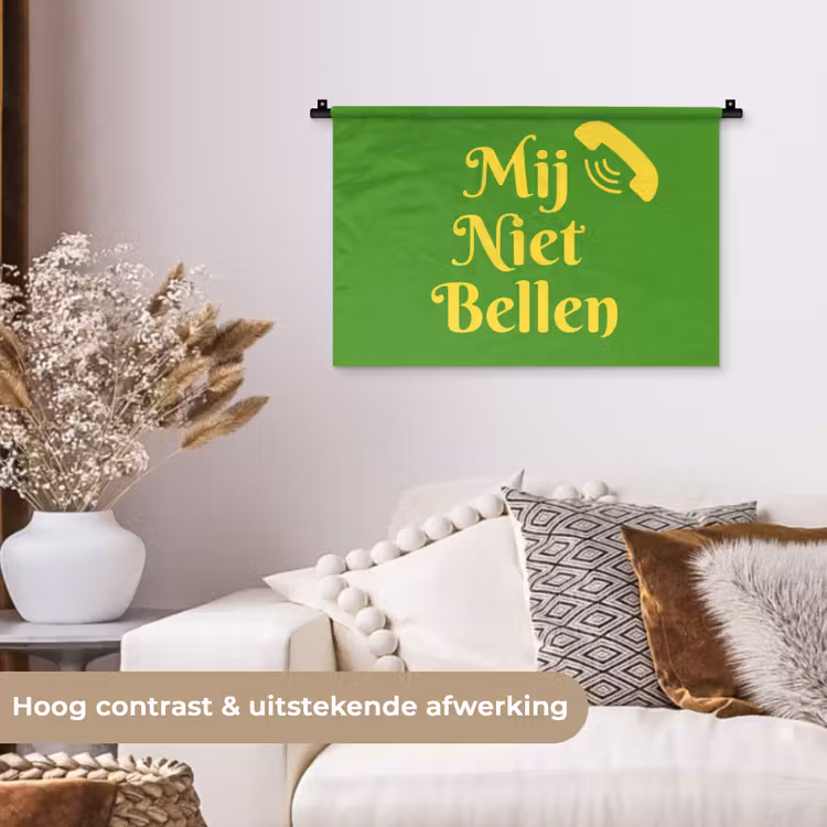 Mij niet bellen - Telefoon - Groen Wandkleed katoen klein -sfeer1