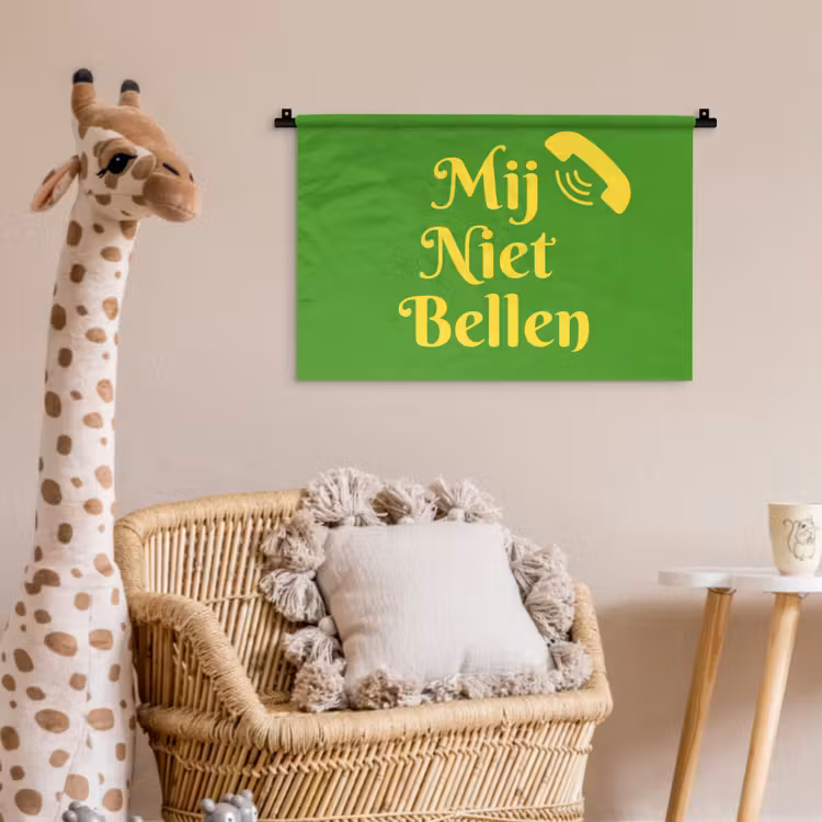Mij niet bellen - Telefoon - Groen Wandkleed katoen klein -wsfeer5_kind