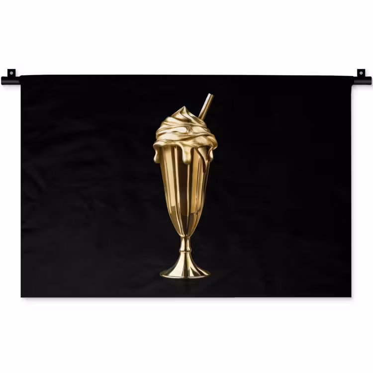 Milkshake - Goud - Drinken - Zwart Wandkleed katoen klein -zz3d