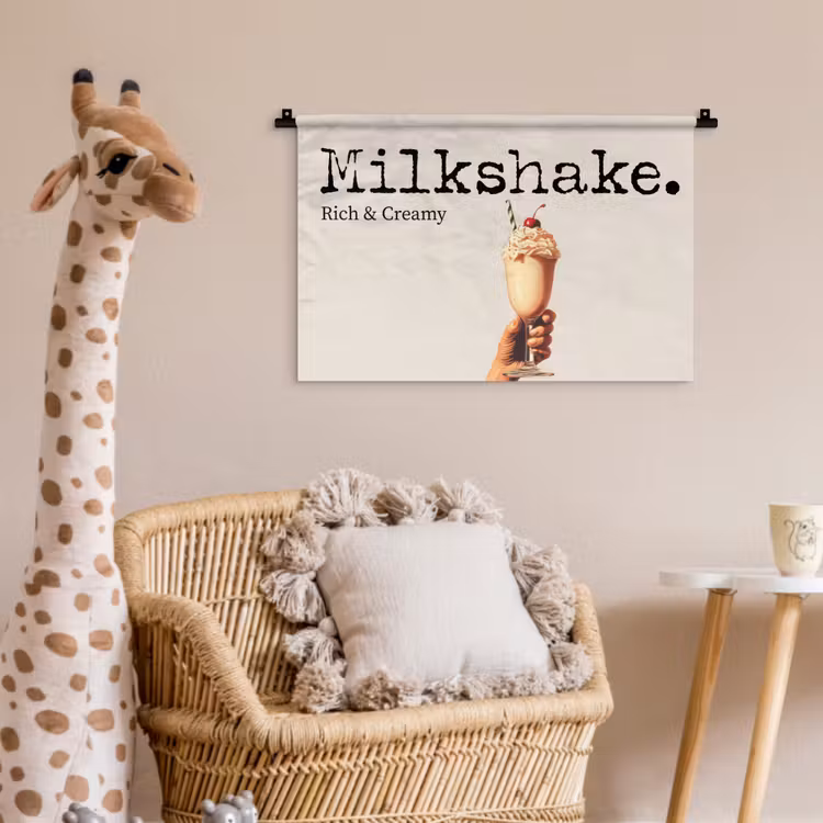 Milkshake - Kers - Rietje Wandkleed katoen klein -wsfeer5_kind