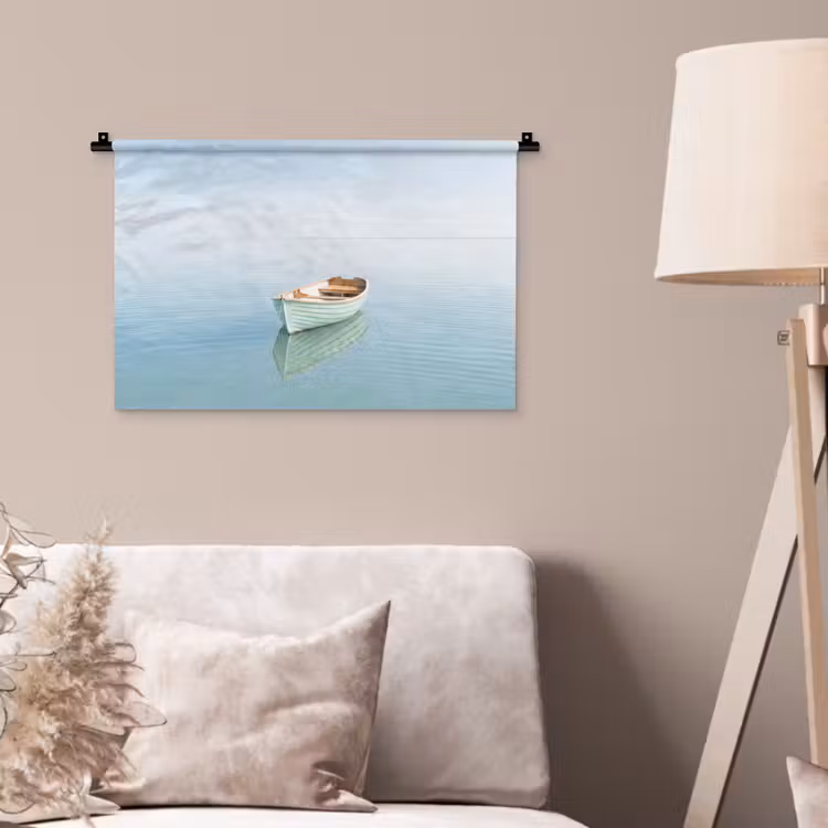 Minimalistisch - Boot - Zee Wandkleed katoen klein -sfeer4