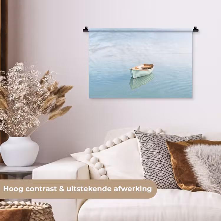 Minimalistisch - Boot - Zee Wandkleed katoen klein -sfeer1