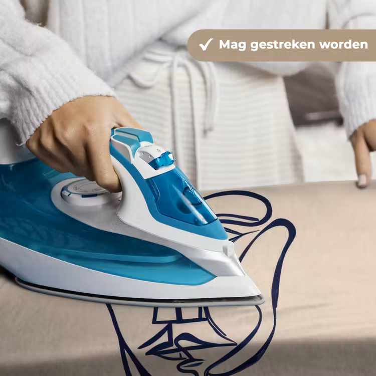 Minimalistisch - Lijnillustratie - Beige - Donkerblauw Wandkleed katoen klein -sfeer9