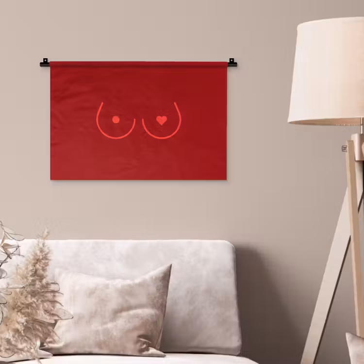 Minimalistisch - Lijnillustratie - Rood Wandkleed katoen klein -sfeer4