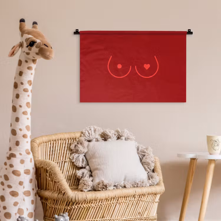 Minimalistisch - Lijnillustratie - Rood Wandkleed katoen klein -wsfeer5_kind