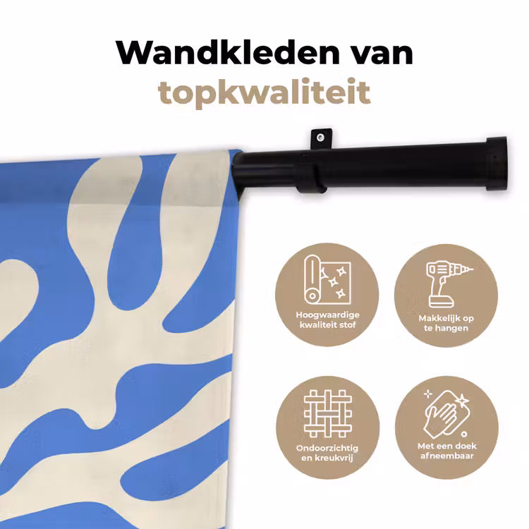 Minimalistisch - Organisch patroon - Blauw Wandkleed katoen klein -sfeer2