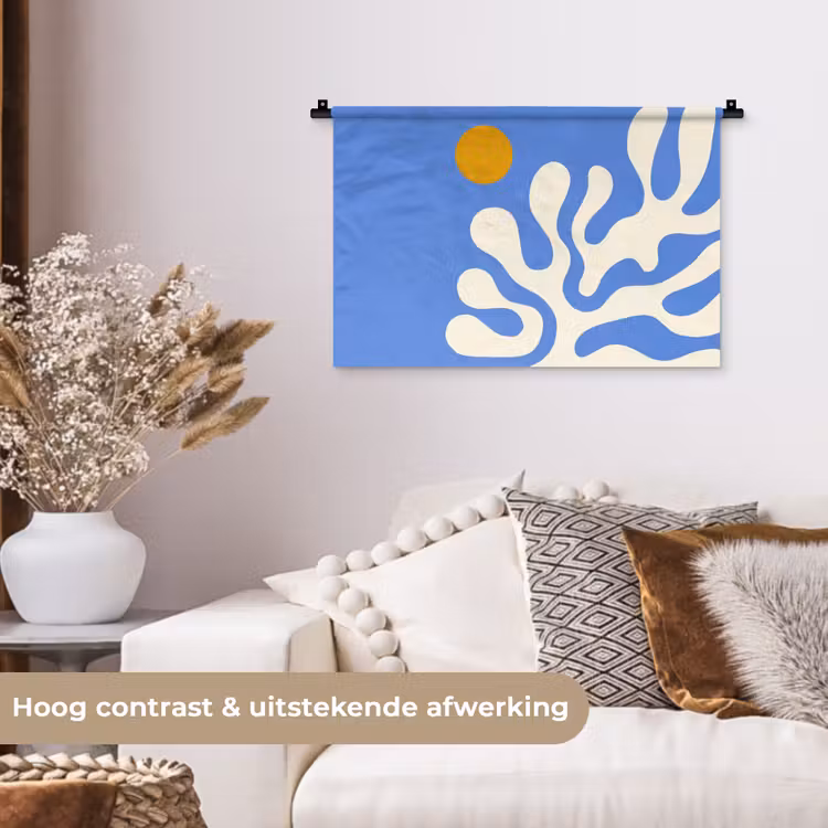 Minimalistisch - Organisch patroon - Blauw Wandkleed katoen klein -sfeer1