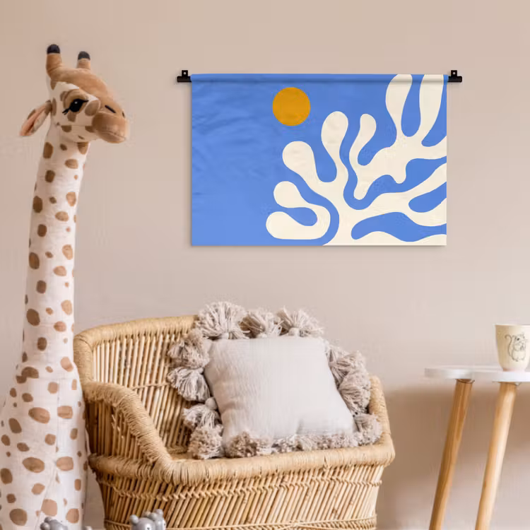 Minimalistisch - Organisch patroon - Blauw Wandkleed katoen klein -wsfeer5_kind