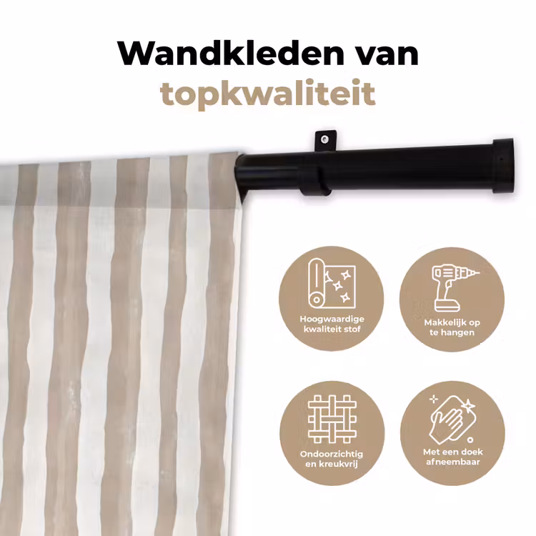 Minimalistisch - Strepen - Beige Wandkleed katoen klein 269 -sfeer2