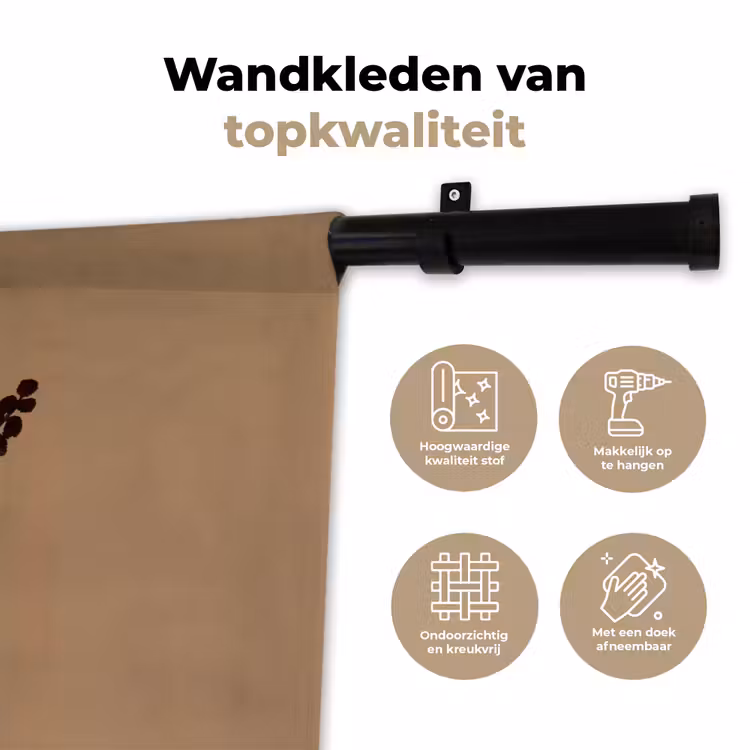 Minimalistisch - Vaas - Bloemen - Bruin Wandkleed katoen klein -sfeer2