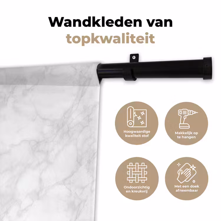 Minimalistisch - Wit - Grijze aders Wandkleed katoen klein 269 -sfeer2