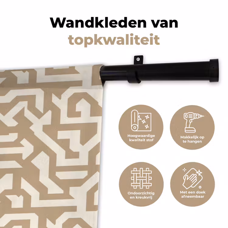 Modern - Abstract - Beige Wandkleed katoen klein 269 -sfeer2