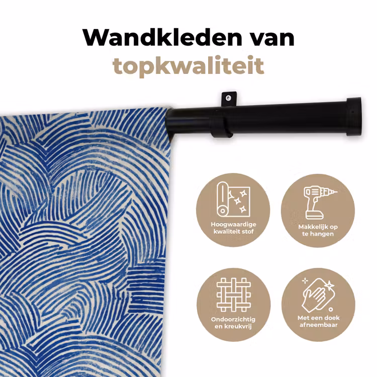 Modern - Abstract - Blauw Wandkleed katoen klein 269 -sfeer2