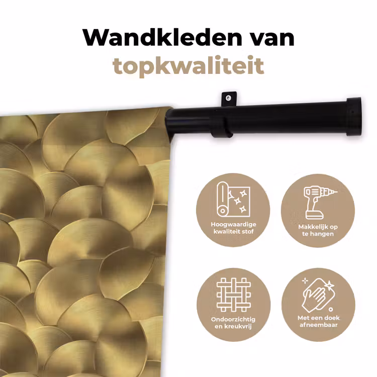 Modern - Cirkel - Goud Wandkleed katoen klein 269 -sfeer2