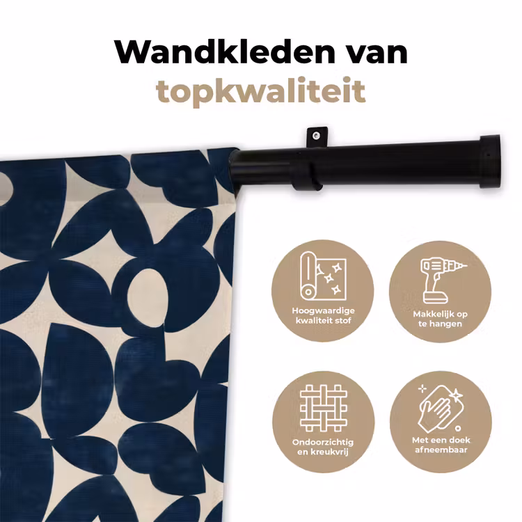 Modern - Geometrisch - Blauw Wandkleed katoen klein 269 -sfeer2