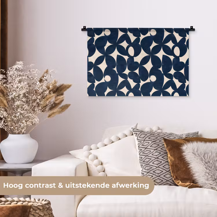Modern - Geometrisch - Blauw Wandkleed katoen klein 269 -sfeer1
