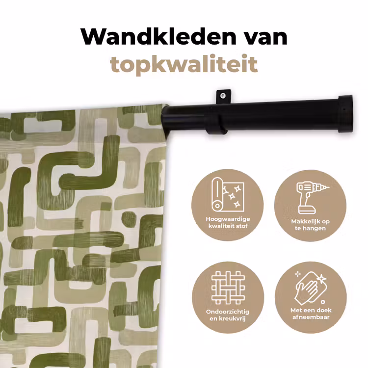 Modern - Grafisch - Groen Wandkleed katoen klein 269 -sfeer2