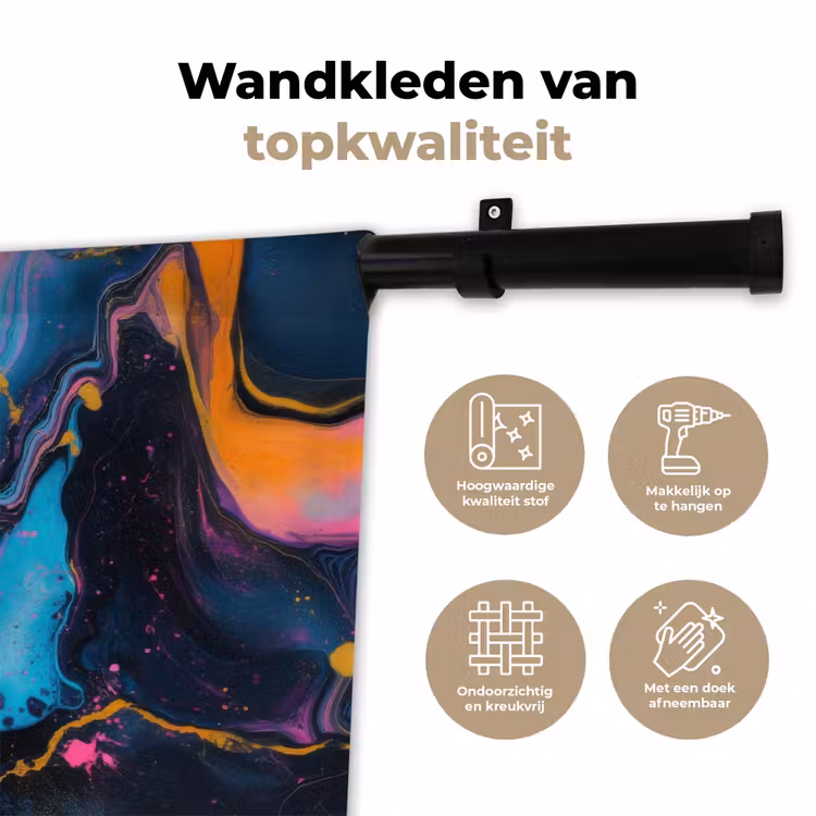 Modern - Marmer - Oranje Wandkleed katoen klein -sfeer2