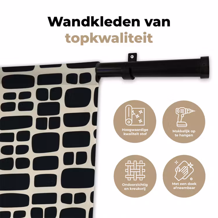 Modern - Organisch - Zwart Wandkleed katoen klein 269 -sfeer2