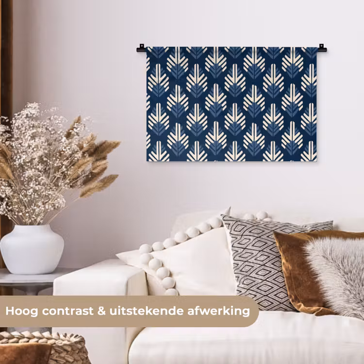 Modern - Patroon - Blauw Wandkleed katoen klein 269 -sfeer1