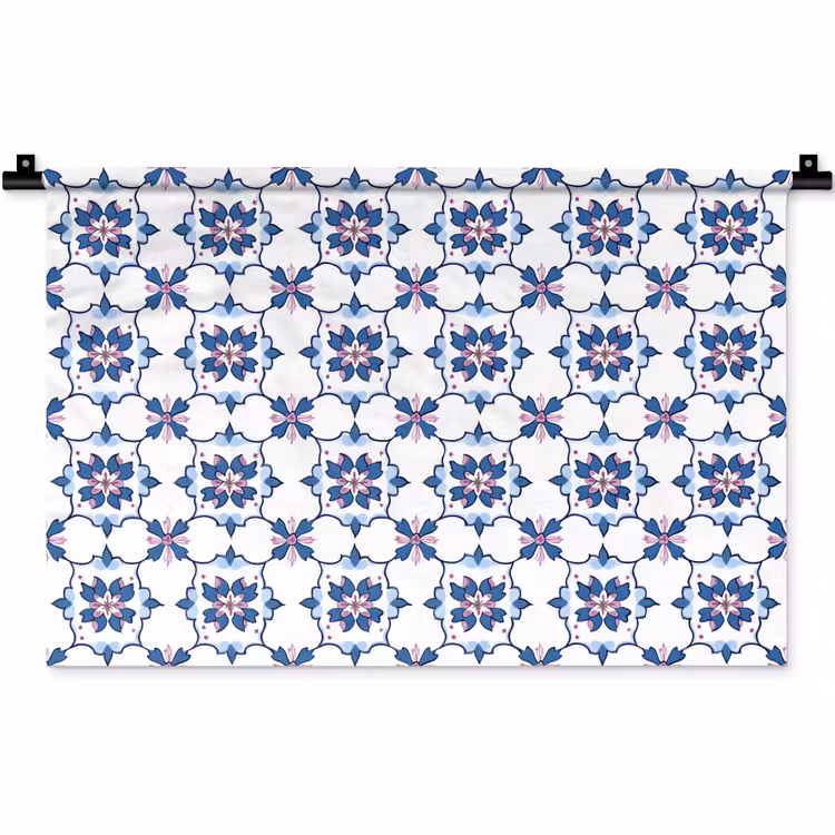 Modern - Patroon - Blauw - Roze Wandkleed katoen klein 269 -zz3d