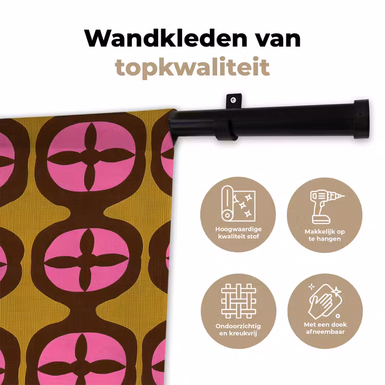 Modern - Patroon - Roze Wandkleed katoen klein 269 -sfeer2