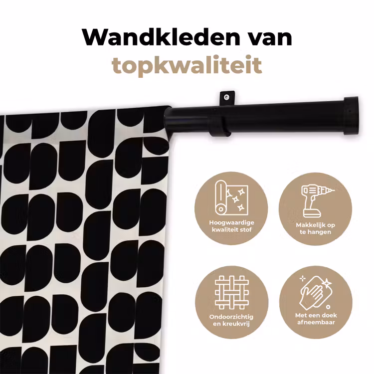 Modern - Patroon - Zwart Wandkleed katoen klein 269 -sfeer2