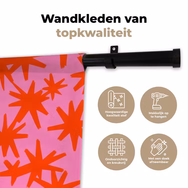 Modern - Sterren - Roze Wandkleed katoen klein 269 -sfeer2